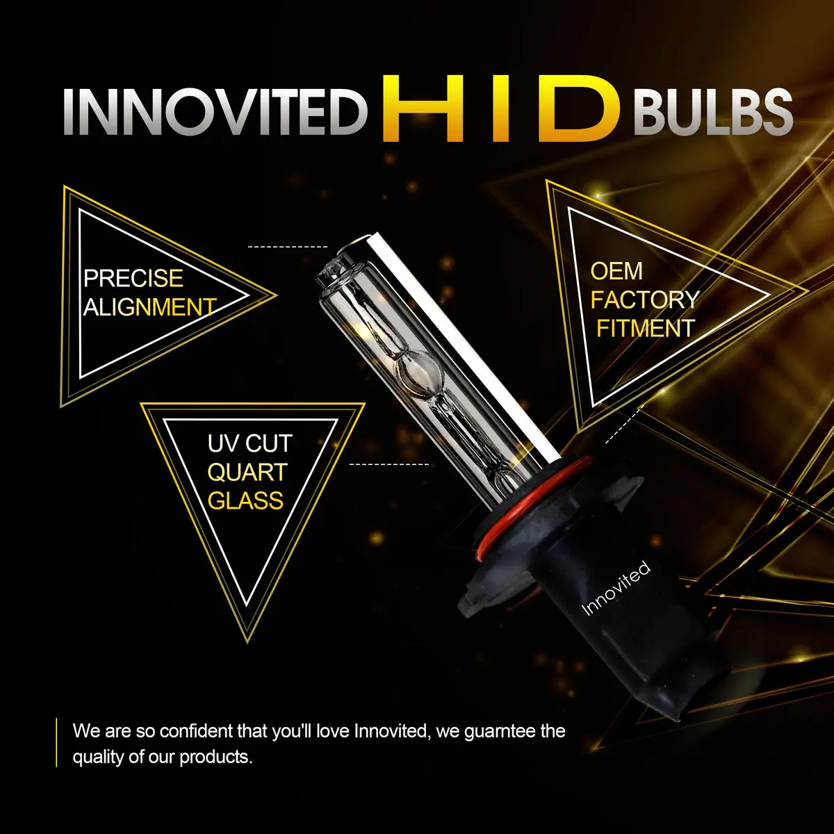 Innovited HID Xenon H1 6000K Diamond White Replacement Bulbs (Pair, 12V 55W) | Brighter Than Halogen - view 3
