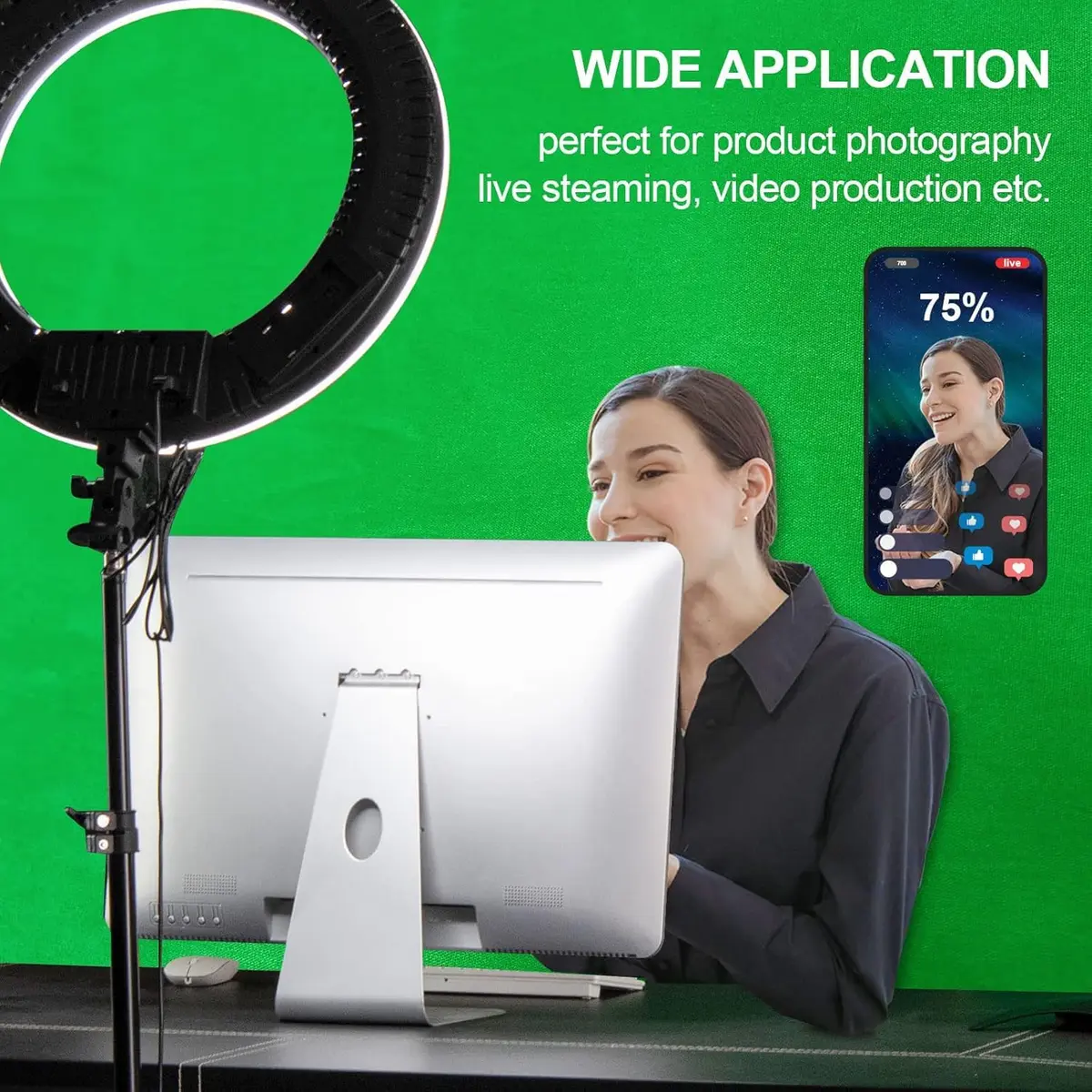 EMART 6x9 Ft Green Screen Backdrop, Photography Greenscreen Background | Seamless Cotton for Chroma Key - view 8