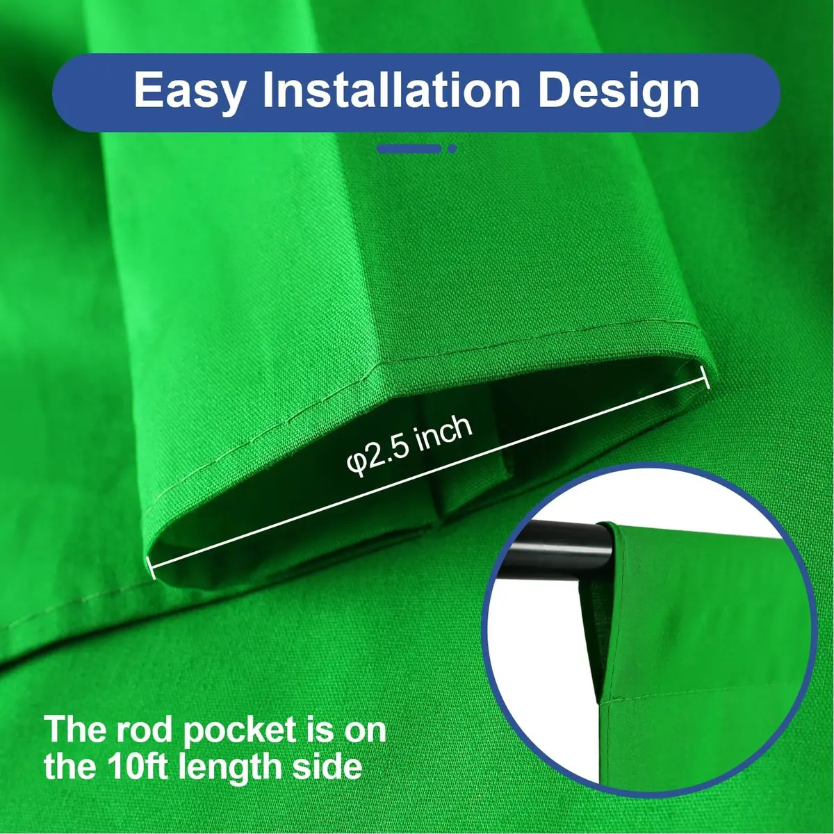 EMART 10x12ft (3m x 3.6m) Green Screen Backdrop | Professional Chroma Key Fabric for Studio & Video - view 2