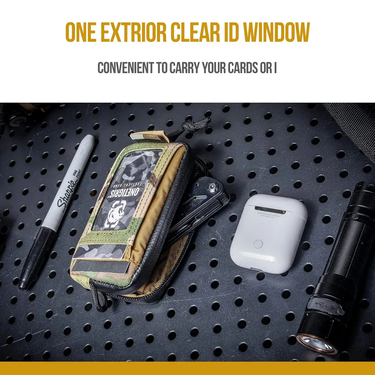 ONETIGRIS Tactical Front Pocket Wallet Camo Color | Durable Nylon Zippered Coin Pouch with ID Window - view 6