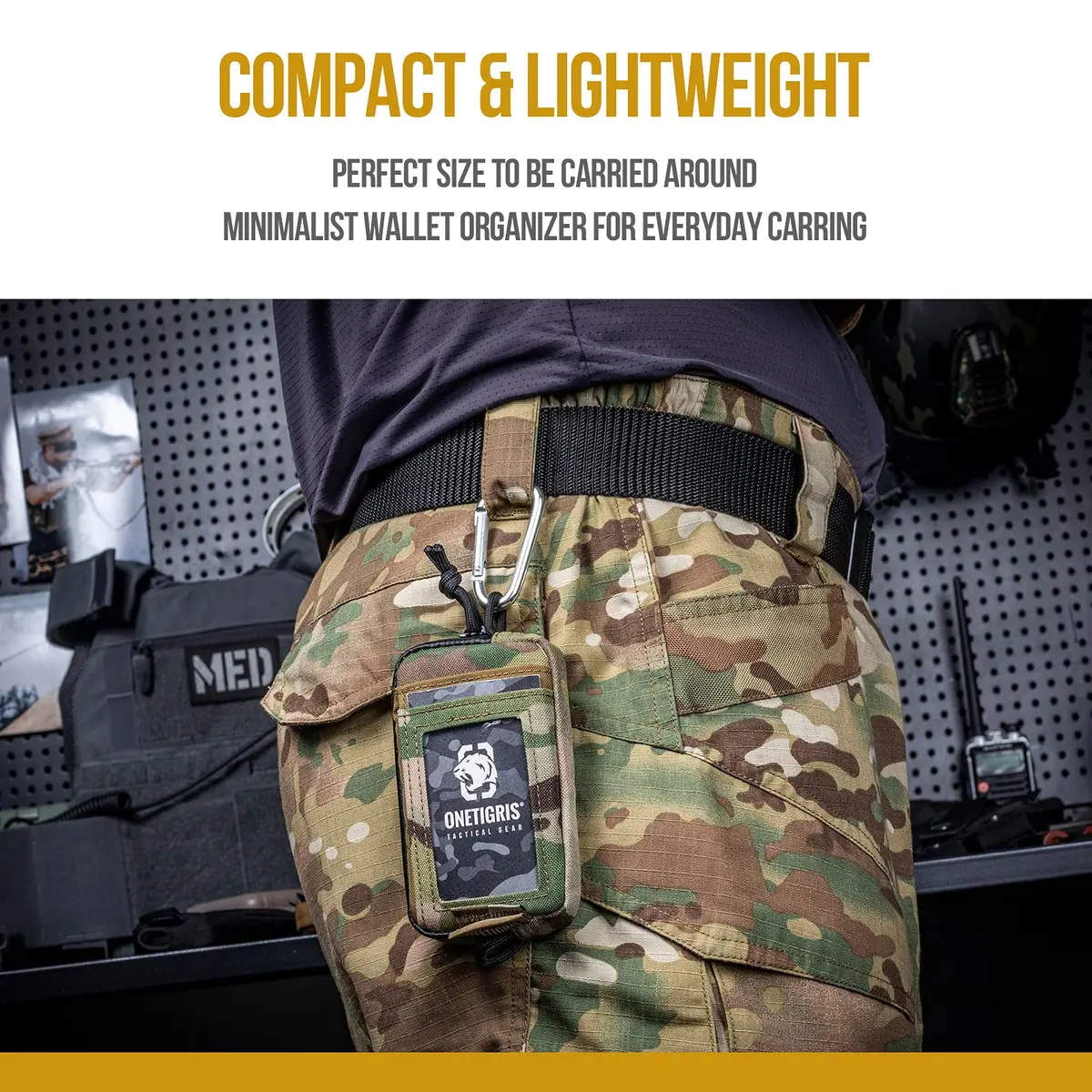 ONETIGRIS Tactical Front Pocket Wallet Camo Color | Durable Nylon Zippered Coin Pouch with ID Window - view 4