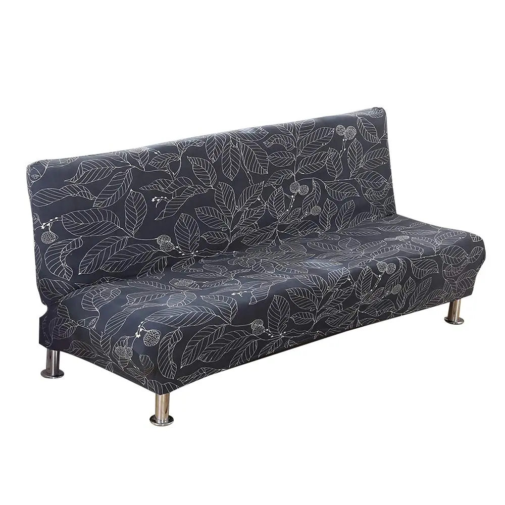 MIFXIN Armless Sofa Cover Futon Slipcover Navy Leaves Stretch Spandex 180-210cm (71-82 inch) | Protects Furniture from Pets & Spills - main product image