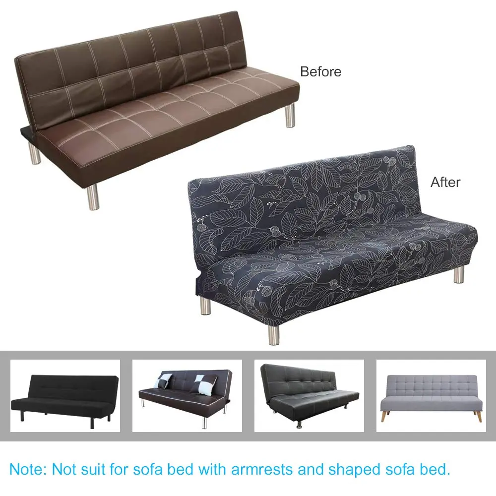 MIFXIN Armless Sofa Cover Futon Slipcover Navy Leaves Stretch Spandex 180-210cm (71-82 inch) | Protects Furniture from Pets & Spills - view 6