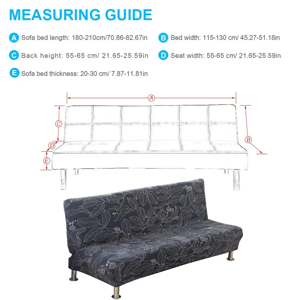 MIFXIN Armless Sofa Cover Futon Slipcover Navy Leaves Stretch Spandex 180-210cm (71-82 inch) | Protects Furniture from Pets & Spills - view 4