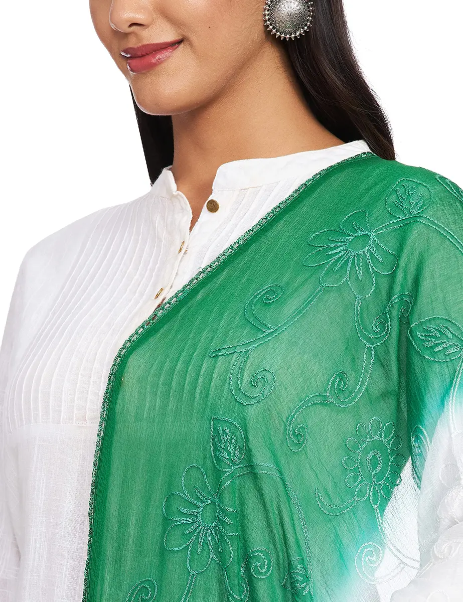 DUPATTA BAZAAR Women's Multi Colour Dupatta 2.4m | Embroidered Chiffon for Indian Independence Day - view 2