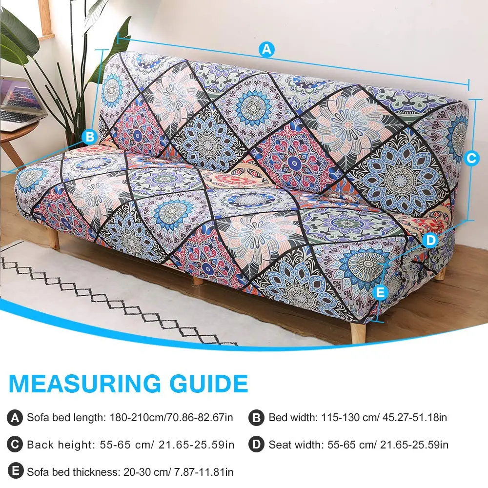 MIFXIN Armless Sofa Cover Futon Slipcover Stretch Spandex Printed Folding Sofa Bed Protector 180-210cm (Colorful Bohemia) - view 5