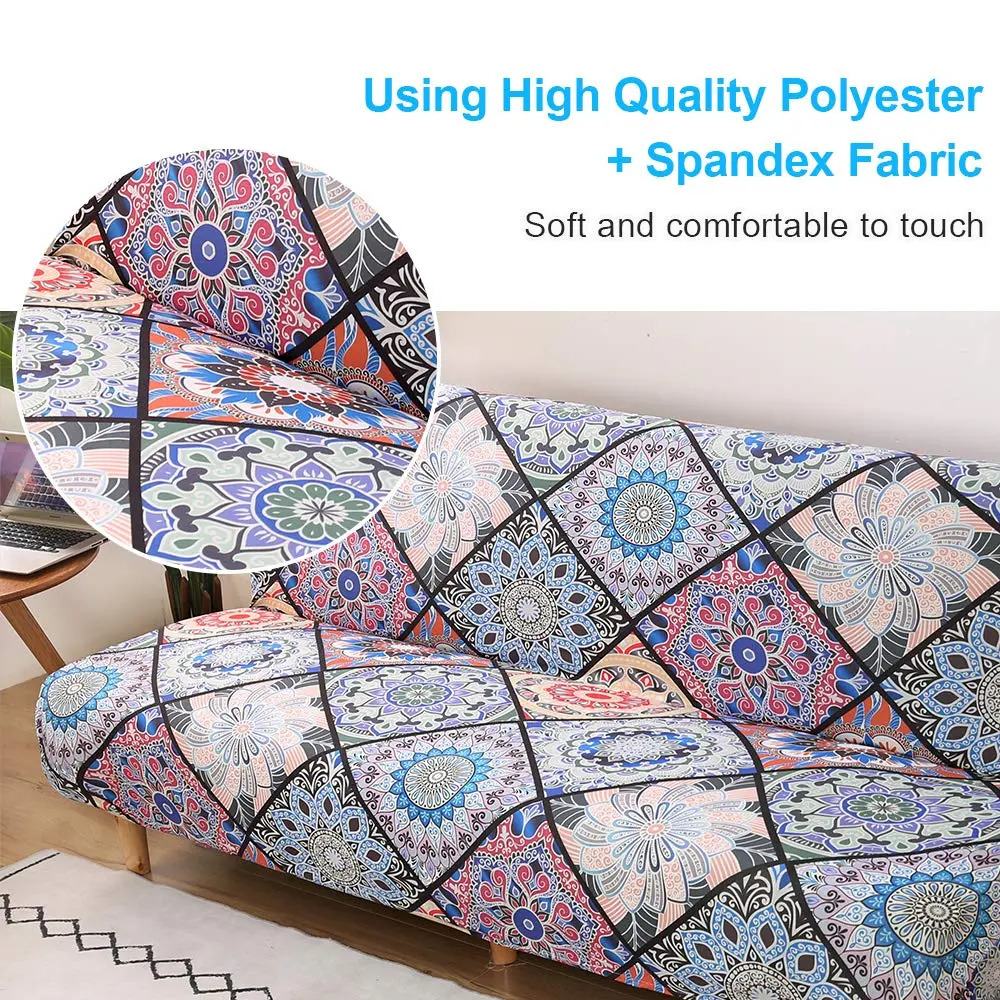 MIFXIN Armless Sofa Cover Futon Slipcover Stretch Spandex Printed Folding Sofa Bed Protector 180-210cm (Colorful Bohemia) - view 6