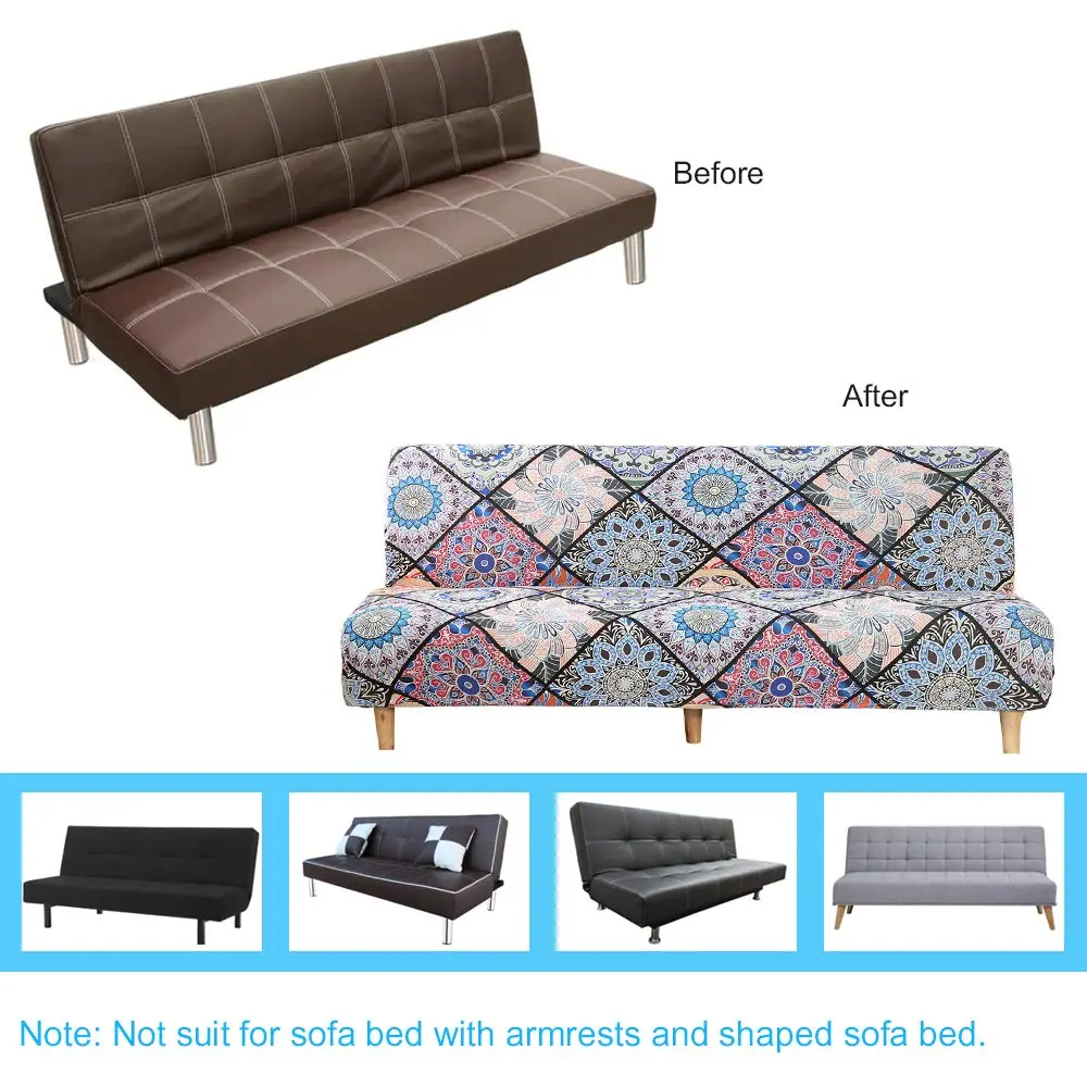 MIFXIN Armless Sofa Cover Futon Slipcover Stretch Spandex Printed Folding Sofa Bed Protector 180-210cm (Colorful Bohemia) - view 7