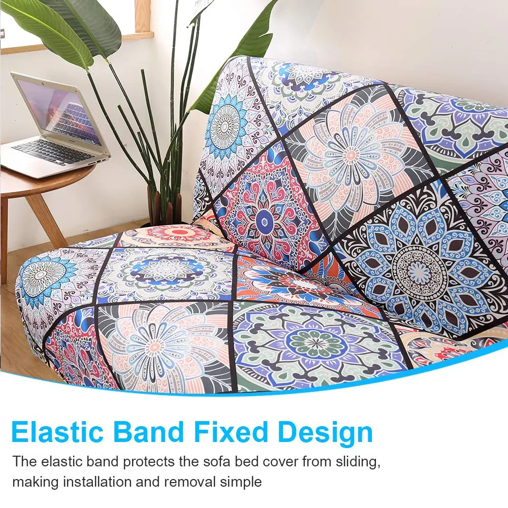 MIFXIN Armless Sofa Cover Futon Slipcover Stretch Spandex Printed Folding Sofa Bed Protector 180-210cm (Colorful Bohemia) - view 8