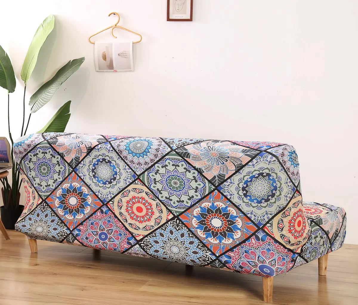 MIFXIN Armless Sofa Cover Futon Slipcover Stretch Spandex Printed Folding Sofa Bed Protector 180-210cm (Colorful Bohemia) - view 3