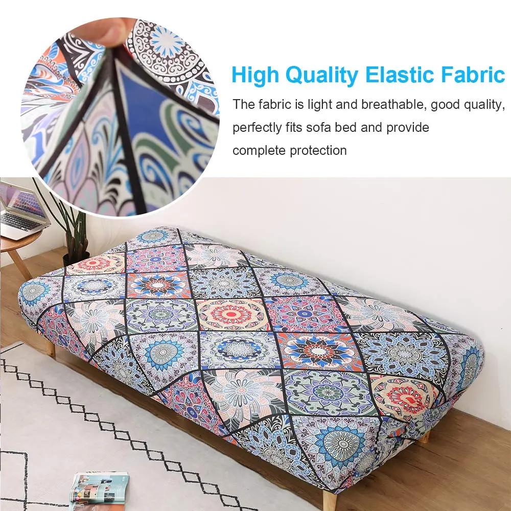 MIFXIN Armless Sofa Cover Futon Slipcover Stretch Spandex Printed Folding Sofa Bed Protector 180-210cm (Colorful Bohemia) - view 4