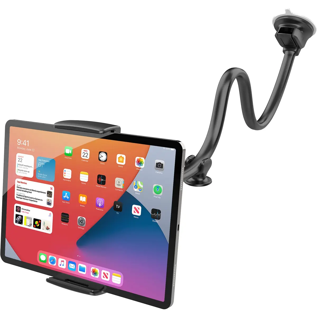 APPS2Car Tablet Car Mount Holder for iPad Truck Holder Long Arm Extension | 13-Inch Flexible Gooseneck - main product image