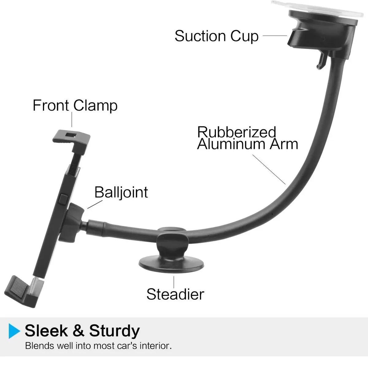 APPS2Car Tablet Car Mount Holder for iPad Truck Holder Long Arm Extension | 13-Inch Flexible Gooseneck - view 9