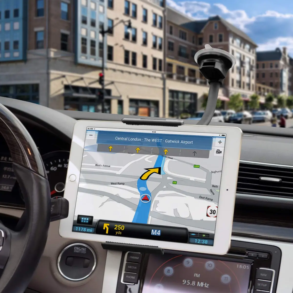 APPS2Car Tablet Car Mount Holder for iPad Truck Holder Long Arm Extension | 13-Inch Flexible Gooseneck - view 2