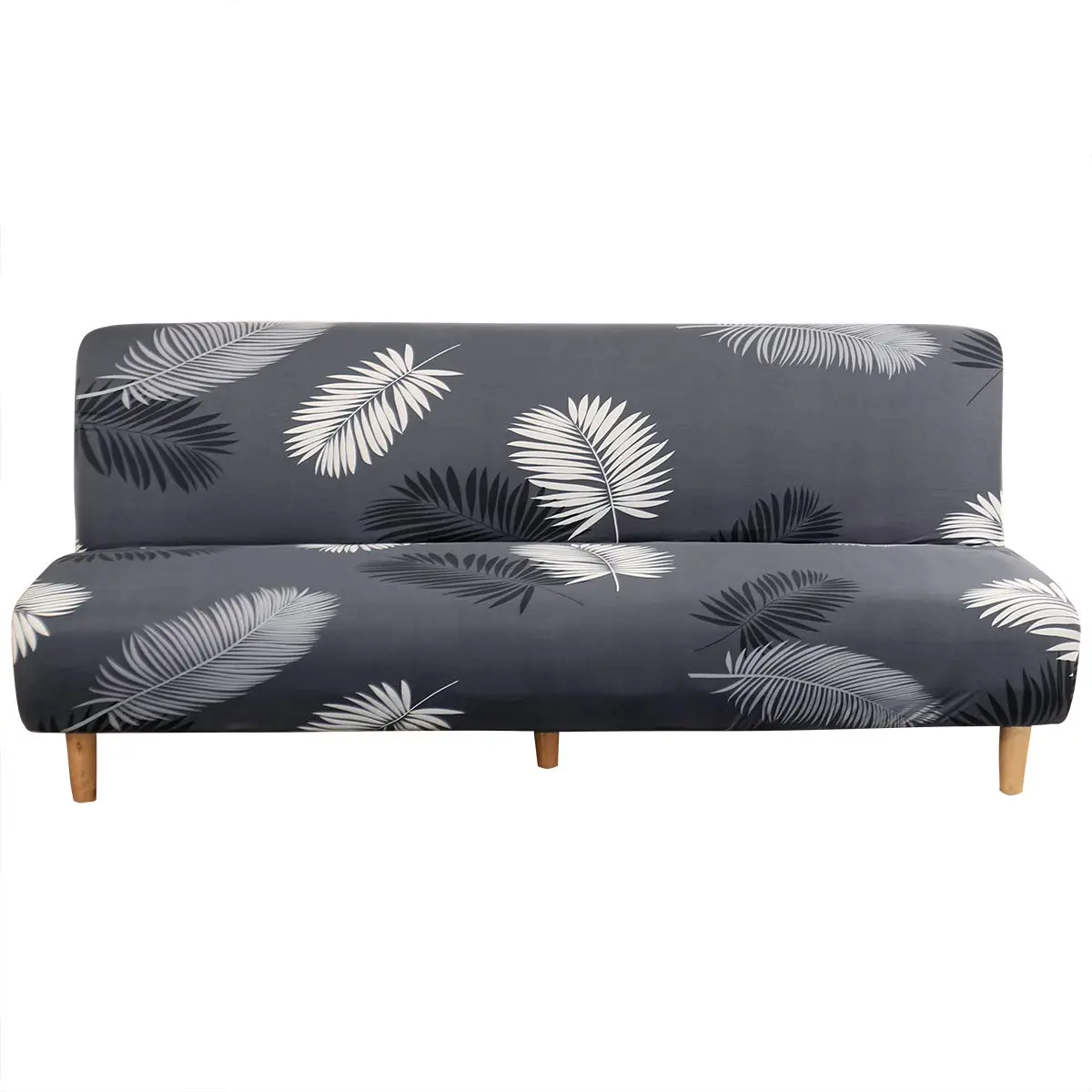 MIFXIN Armless Futon Sofa Cover Grey Feather | Stretch Elastic Folding Sofa Bed Protector 180-210cm (71-82 inch) - main product image