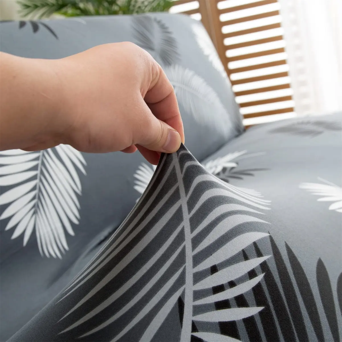 MIFXIN Armless Futon Sofa Cover Grey Feather | Stretch Elastic Folding Sofa Bed Protector 180-210cm (71-82 inch) - view 6