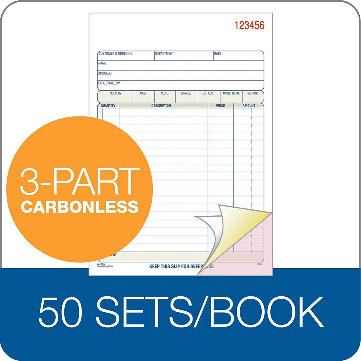 Adams Sales Order Book, 3-Part, Carbonless, White/Canary/Pink, 5-9/16" x 8-7/16" | 50 Sets per Book - view 5