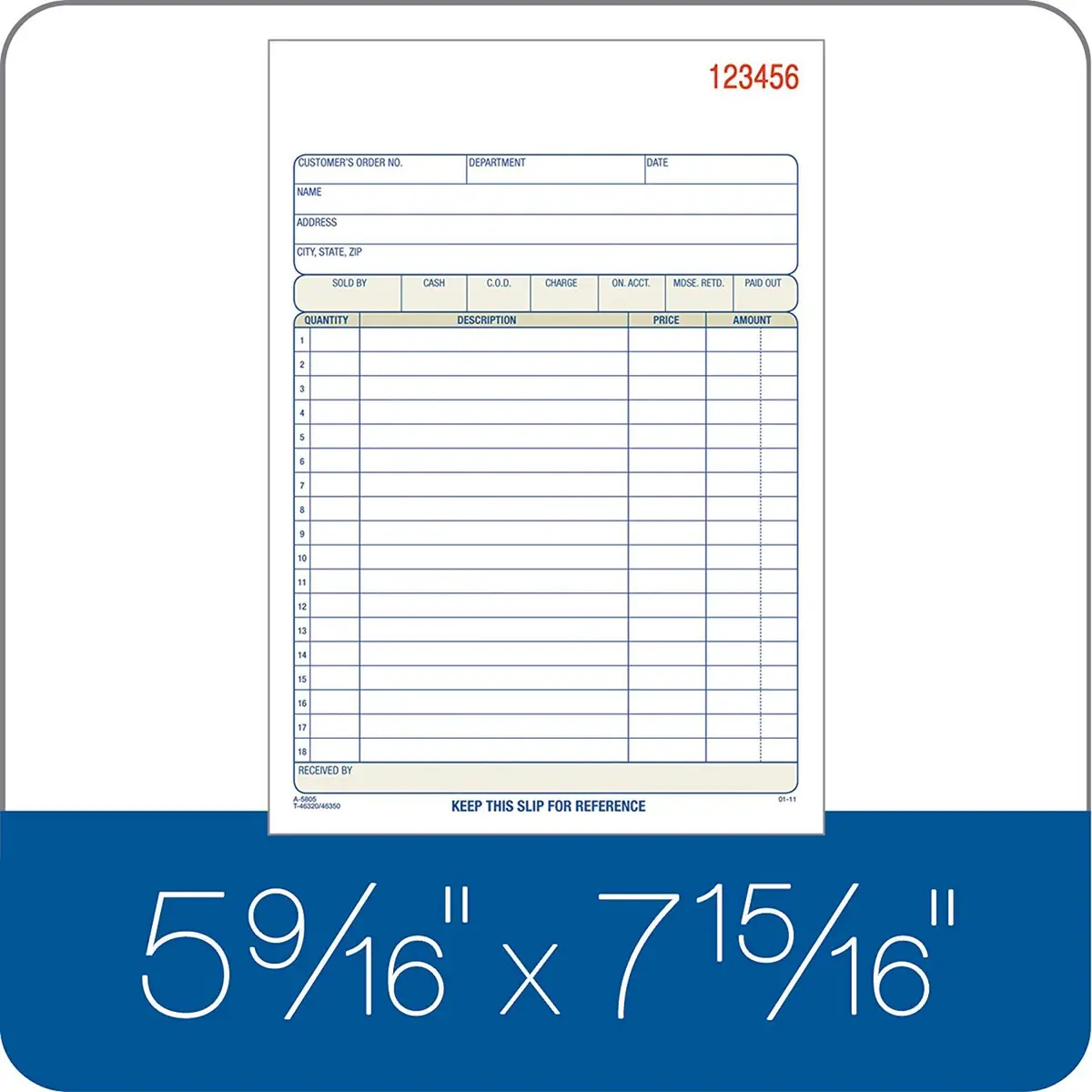 Adams Sales Order Book, 3-Part, Carbonless, White/Canary/Pink, 5-9/16" x 8-7/16" | 50 Sets per Book - view 4