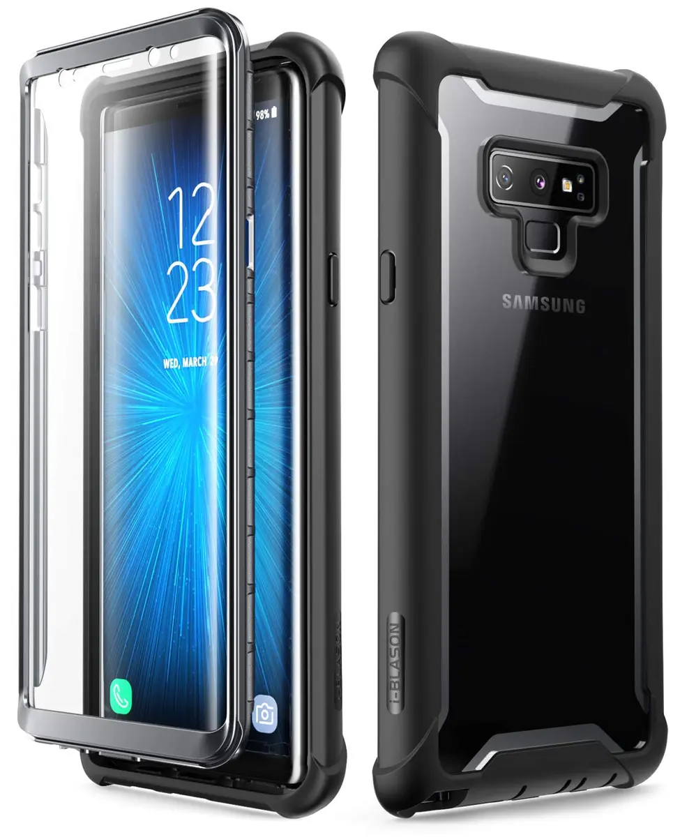 i-Blason Ares Designed for Galaxy Note 9 Case, Full-Body Rugged Clear Bumper with Built-in Screen Protector, Black | Drop & Scratch Resistant - main product image