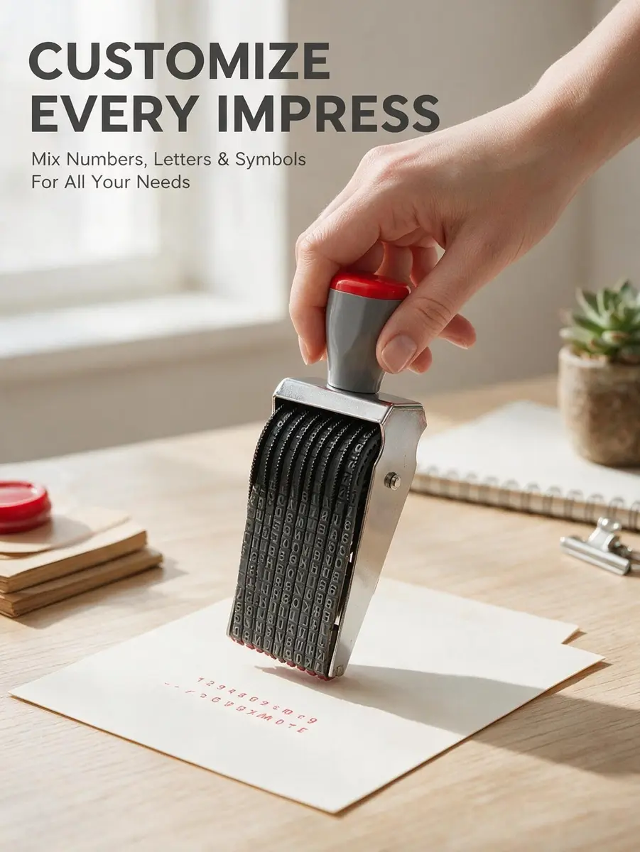ZENG 9-Digit Adjustable Roller Stamp 46mm x 4.5mm | Multicolor Identity Protection Stamp - view 4