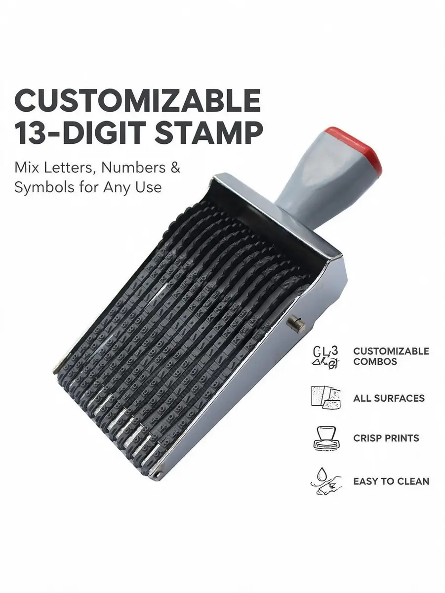ZENG 13-Digit Adjustable Rubber Stamp | Metal, Rubber, Plastic Construction - view 5