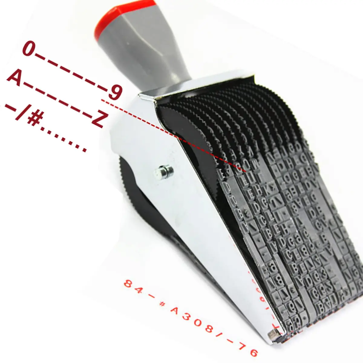 ZENG Adjustable Alphabet Number Roller Stamp with Symbols | 60x4.5mm Imprint, Multi-Surface Compatible - view 3