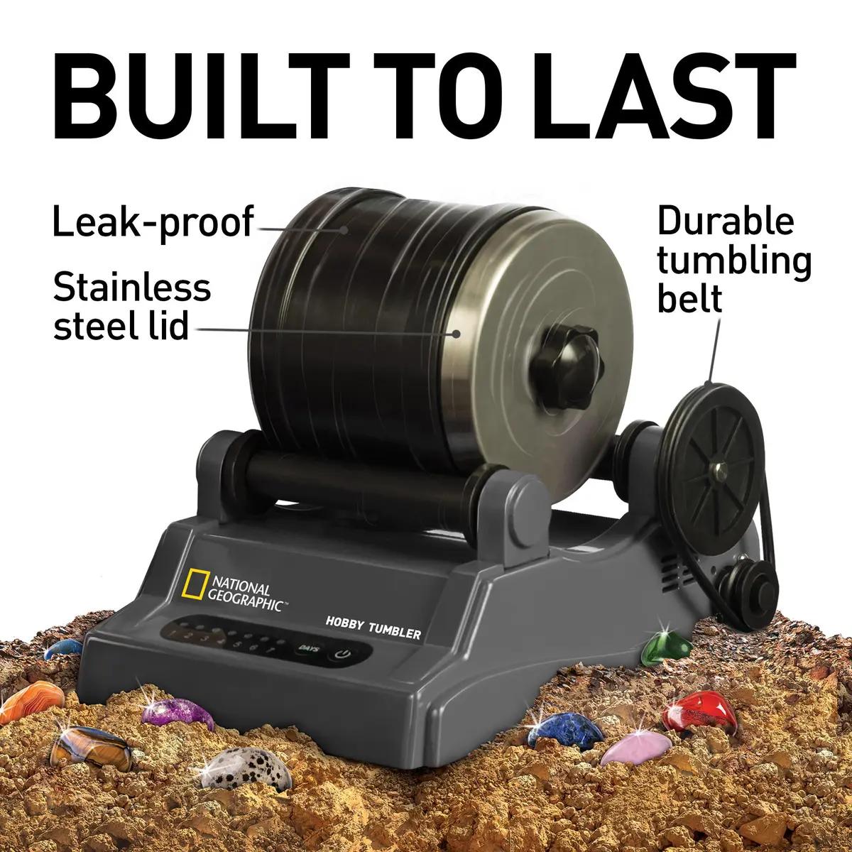 Blue Marble National Geographic Hobby Rock Tumbler Bundle for Kids and Adults | STEM Rock Polishing Kit with Gem Refills - view 2