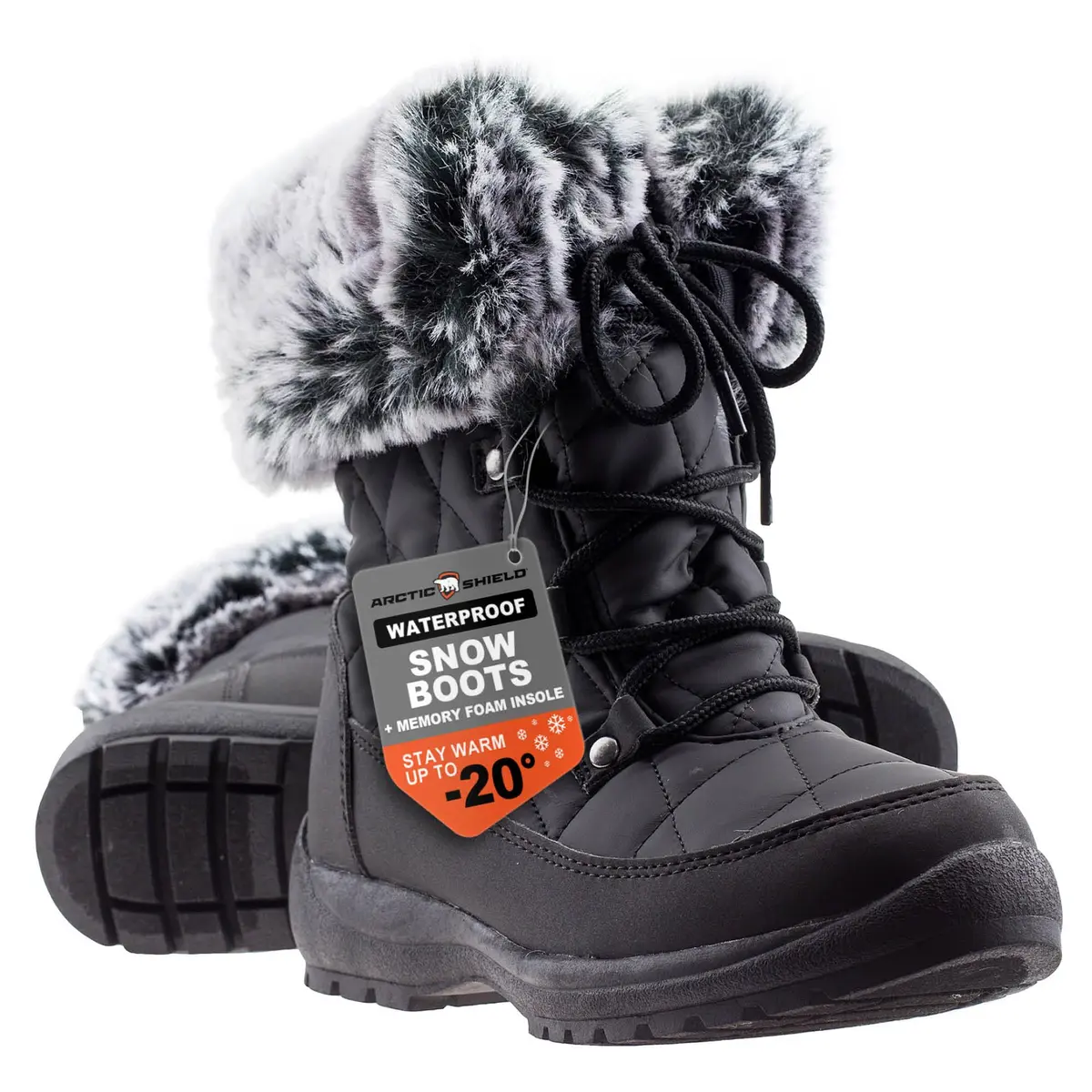 ArcticShield Faux Fur Womens Snow Boots - Waterproof, Heat Retain Technology, -20°F | Dual Style Fur Collar, Memory Foam Insoles - main product image