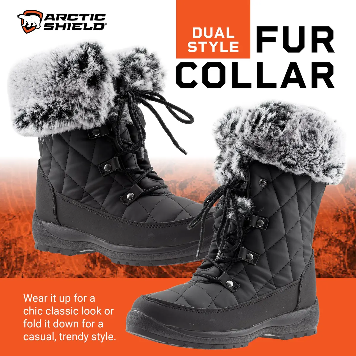 ArcticShield Faux Fur Womens Snow Boots - Waterproof, Heat Retain Technology, -20°F | Dual Style Fur Collar, Memory Foam Insoles - view 3