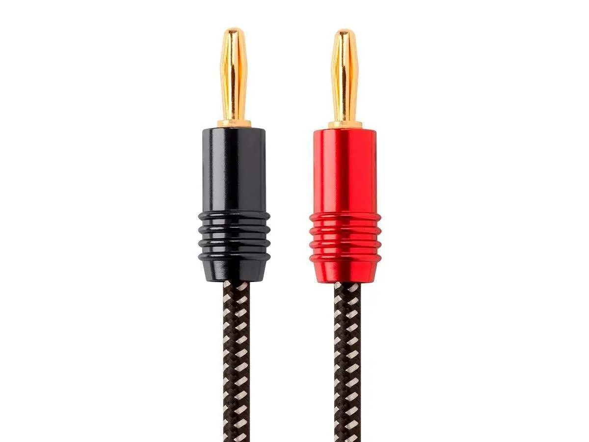 Monoprice Premium Braided Speaker Wire 14AWG 20 Feet | Gold Plated Banana Connectors - main product image