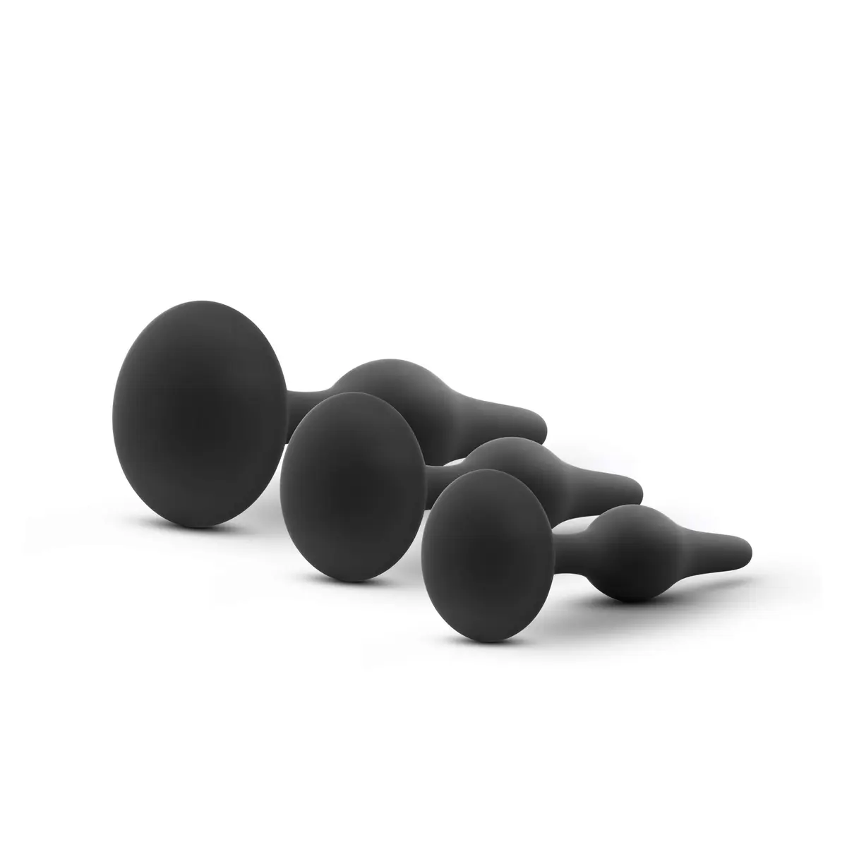 Blush Novelties Luxe Silicone Butt Plug Kit - Anal Training Set for Beginners & Advanced Users - Soft, Tapered Heads - Satin Smooth - Suction Cup Base - Pleasurable Sex Toys for Women Men Couple - Black - view 5
