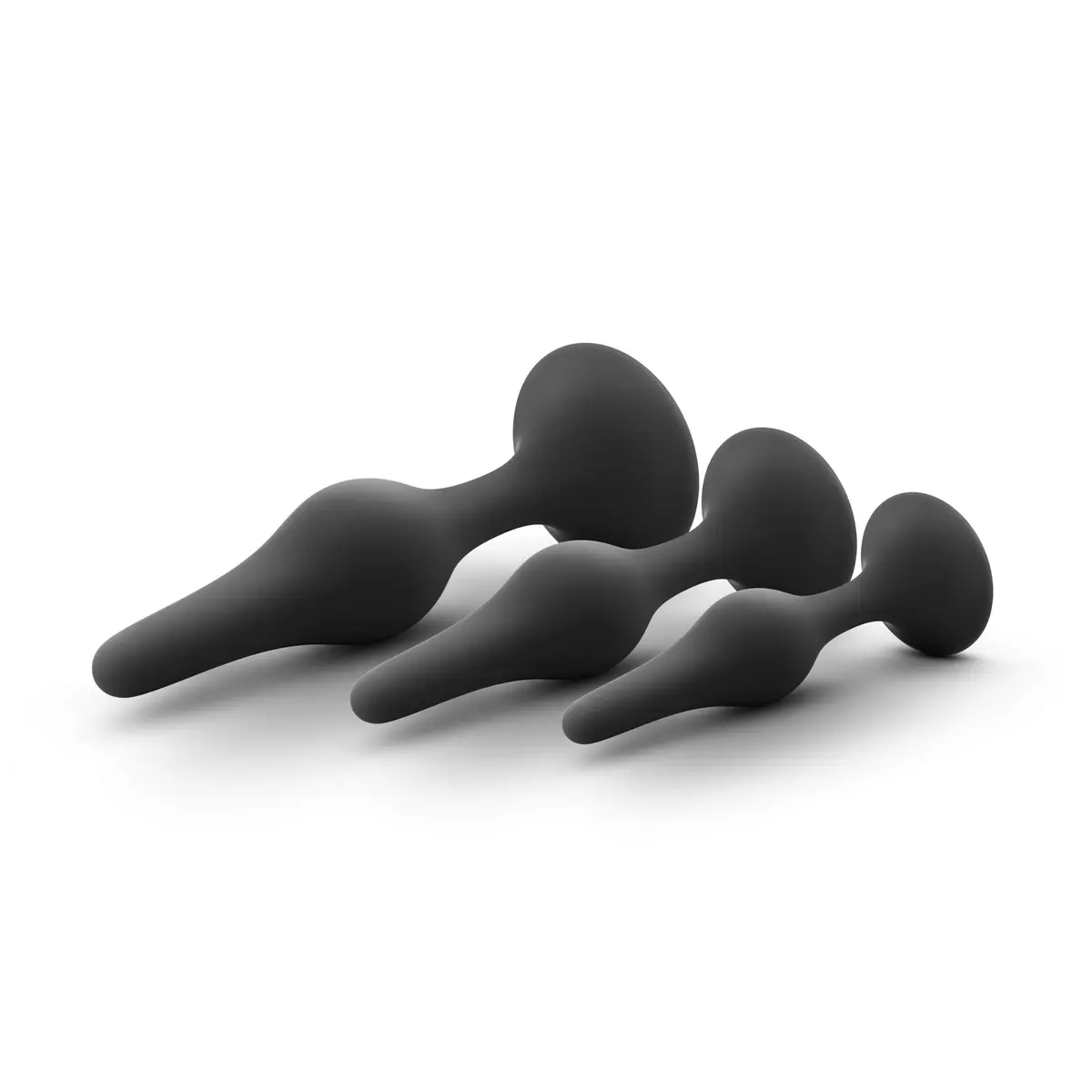 Blush Novelties Luxe Silicone Butt Plug Kit - Anal Training Set for Beginners & Advanced Users - Soft, Tapered Heads - Satin Smooth - Suction Cup Base - Pleasurable Sex Toys for Women Men Couple - Black - view 6