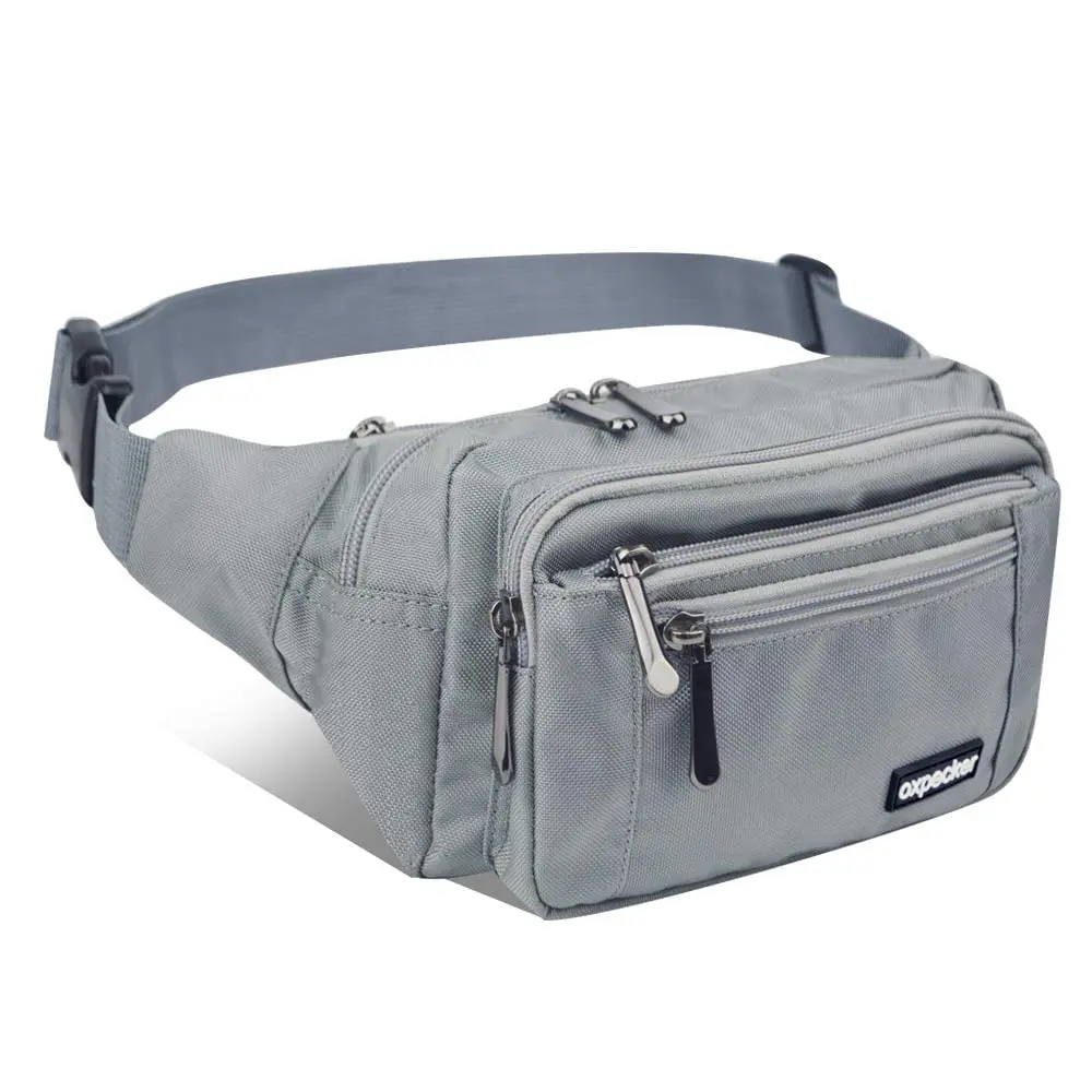 Oxpecker Waist Pack Bag Gray 21.59 cm x 6.99 cm x 13 cm | 5 Pockets, Water-Resistant, Adjustable Strap - main product image