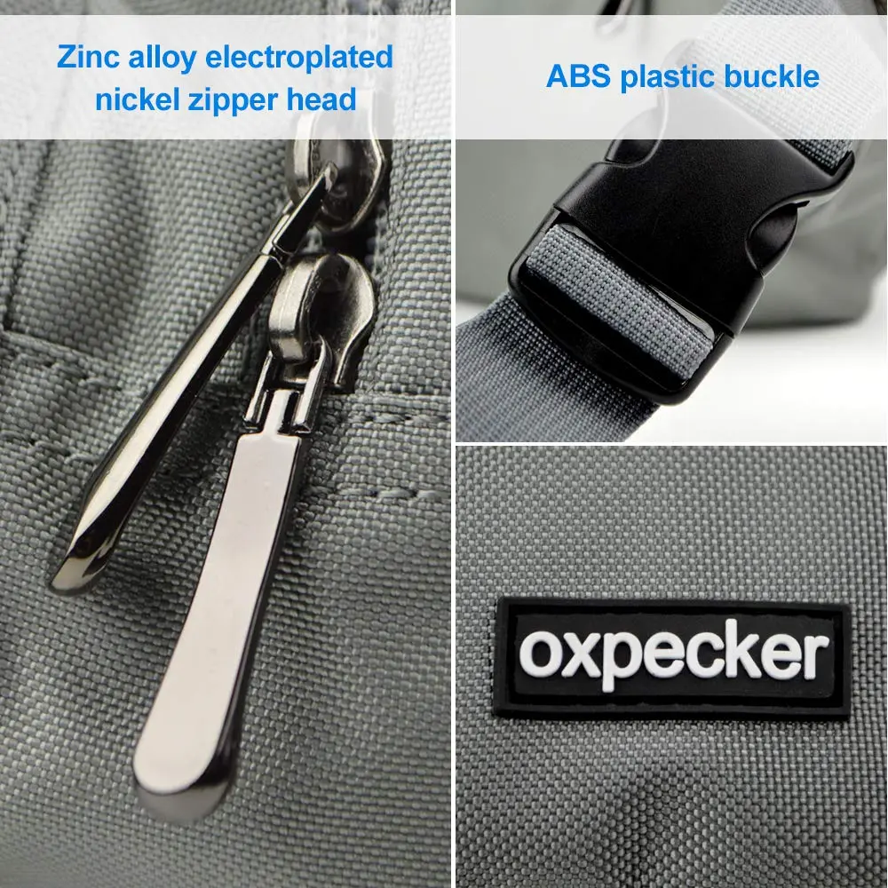 Oxpecker Waist Pack Bag Gray 21.59 cm x 6.99 cm x 13 cm | 5 Pockets, Water-Resistant, Adjustable Strap - view 5