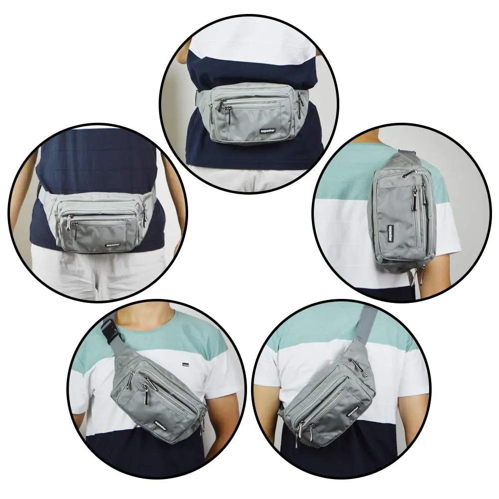 Oxpecker Waist Pack Bag Gray 21.59 cm x 6.99 cm x 13 cm | 5 Pockets, Water-Resistant, Adjustable Strap - view 7