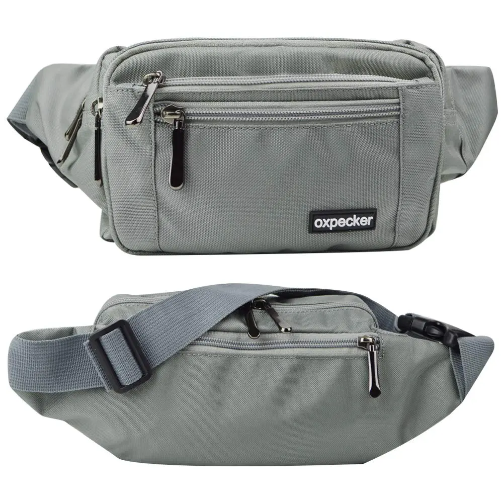 Oxpecker Waist Pack Bag Gray 21.59 cm x 6.99 cm x 13 cm | 5 Pockets, Water-Resistant, Adjustable Strap - view 2