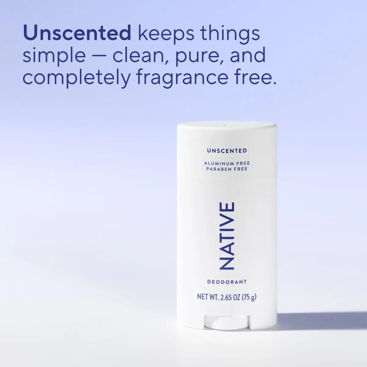 Native Unscented Aluminum-Free Deodorant Stick 75ml (2.65oz) | 72-Hour Odor Protection - view 4