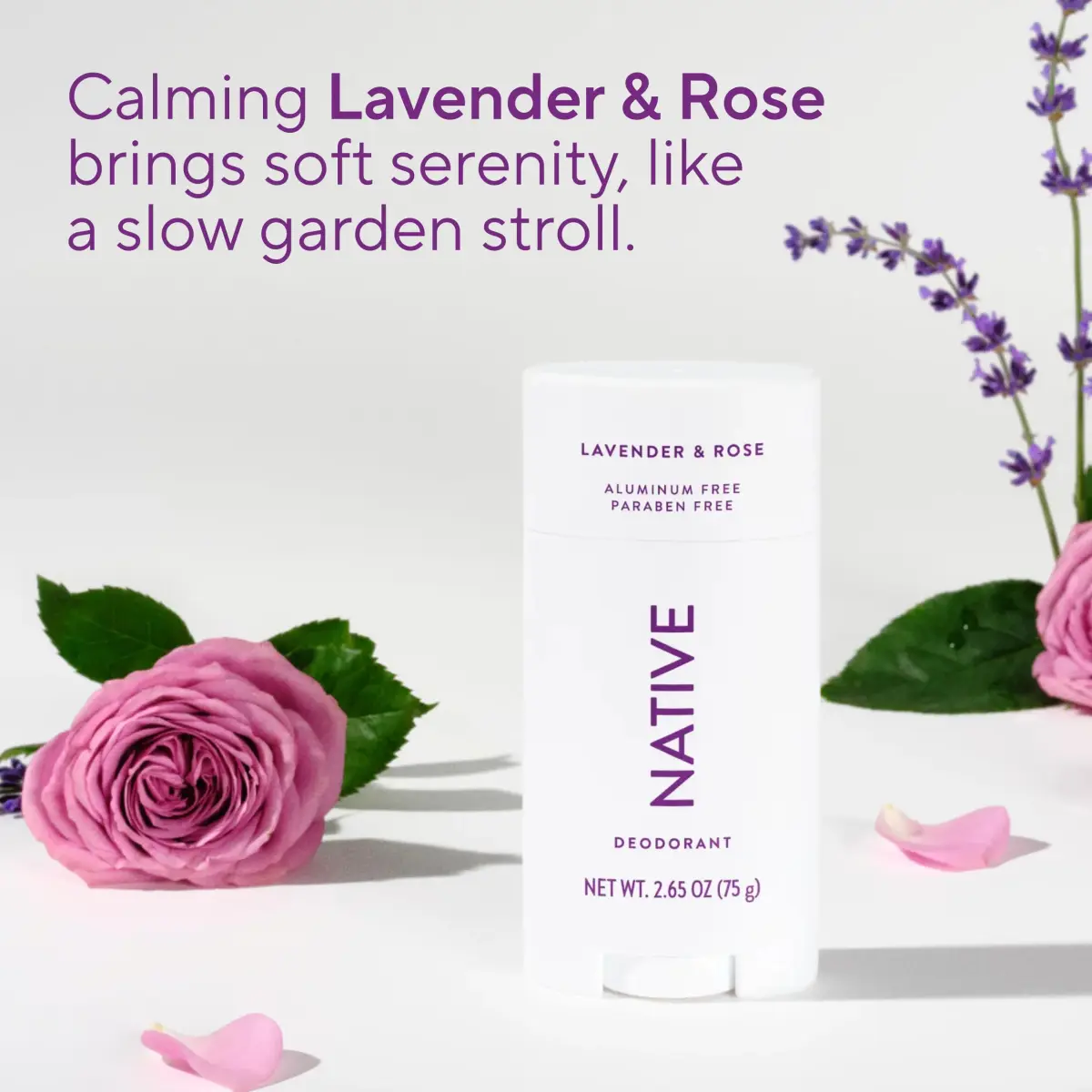 Native Natural Deodorant Lavender & Rose 75g (2.65oz) | 72-Hour Odor Control - view 4