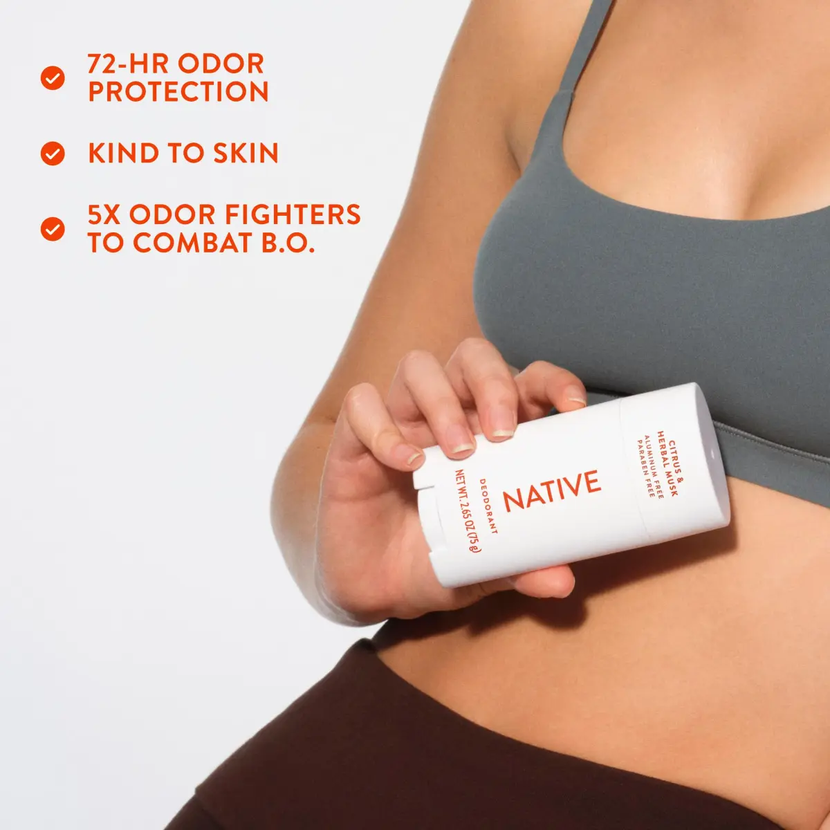 Native Natural Deodorant Citrus & Herbal Musk 2.65oz (75g) | 72-Hour Odor Control - view 7
