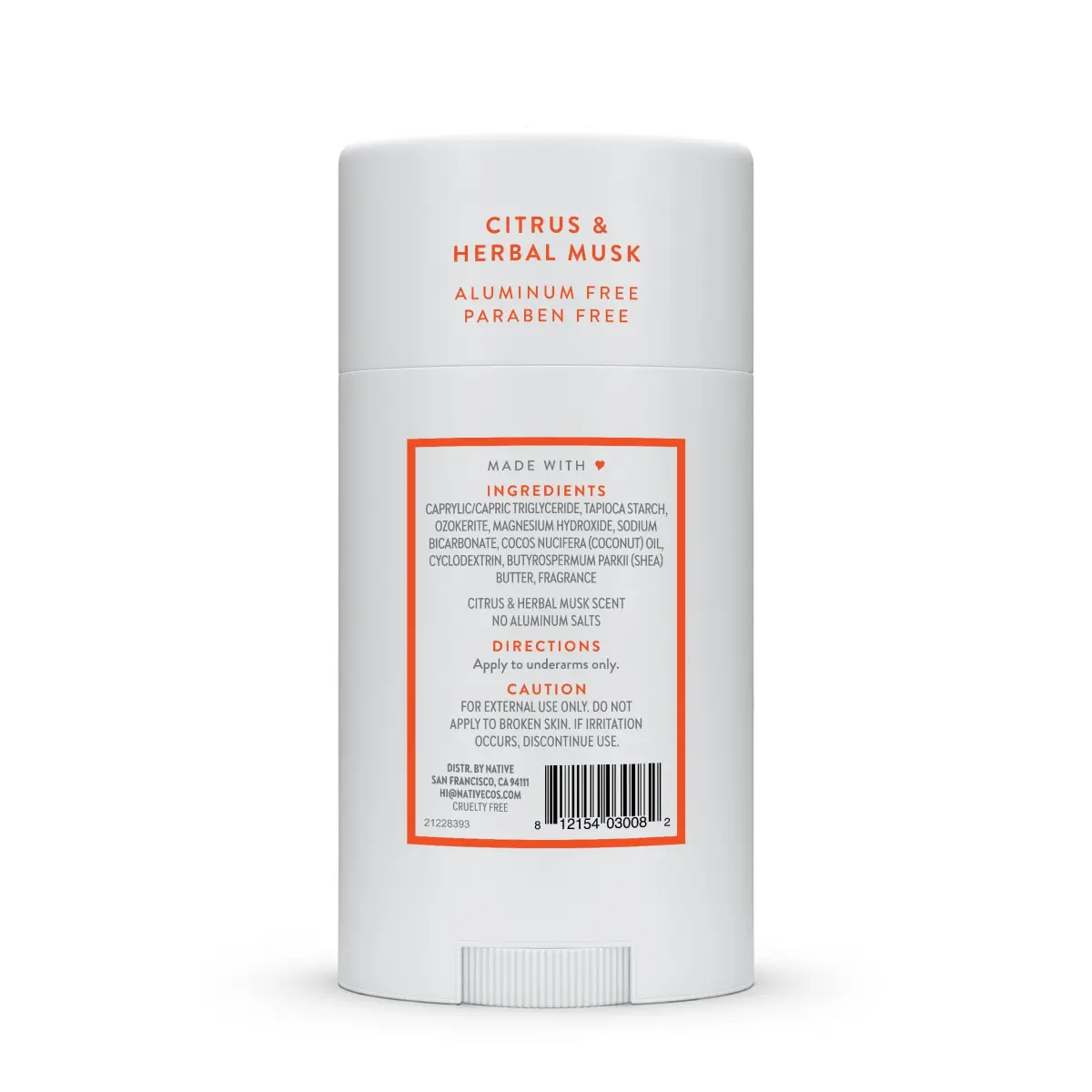 Native Natural Deodorant Citrus & Herbal Musk 2.65oz (75g) | 72-Hour Odor Control - view 9