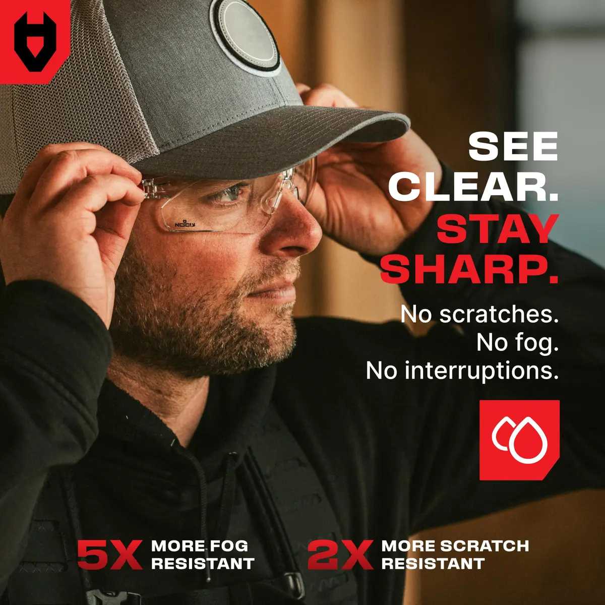 NoCry Clear Safety Glasses with Anti-Fog & Scratch Resistant Lenses | ANSI Z87 Certified Protective Eyewear - view 4