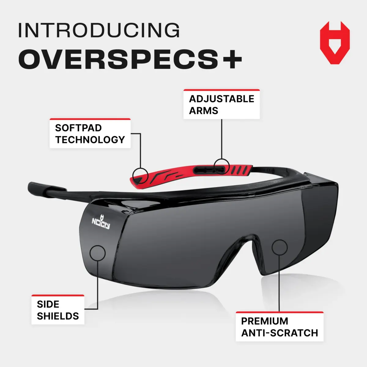 NoCry Tinted Safety Glasses Over Eyeglasses with Anti-Scratch Wraparound Lenses | UV400 & ANSI Z87 Certified - view 2
