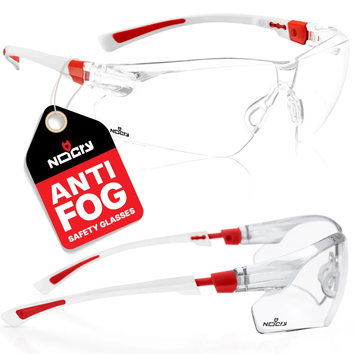 NoCry Clear Safety Glasses with Anti-Fog & UV Protection | ANSI Z87.1 Rated - main product image