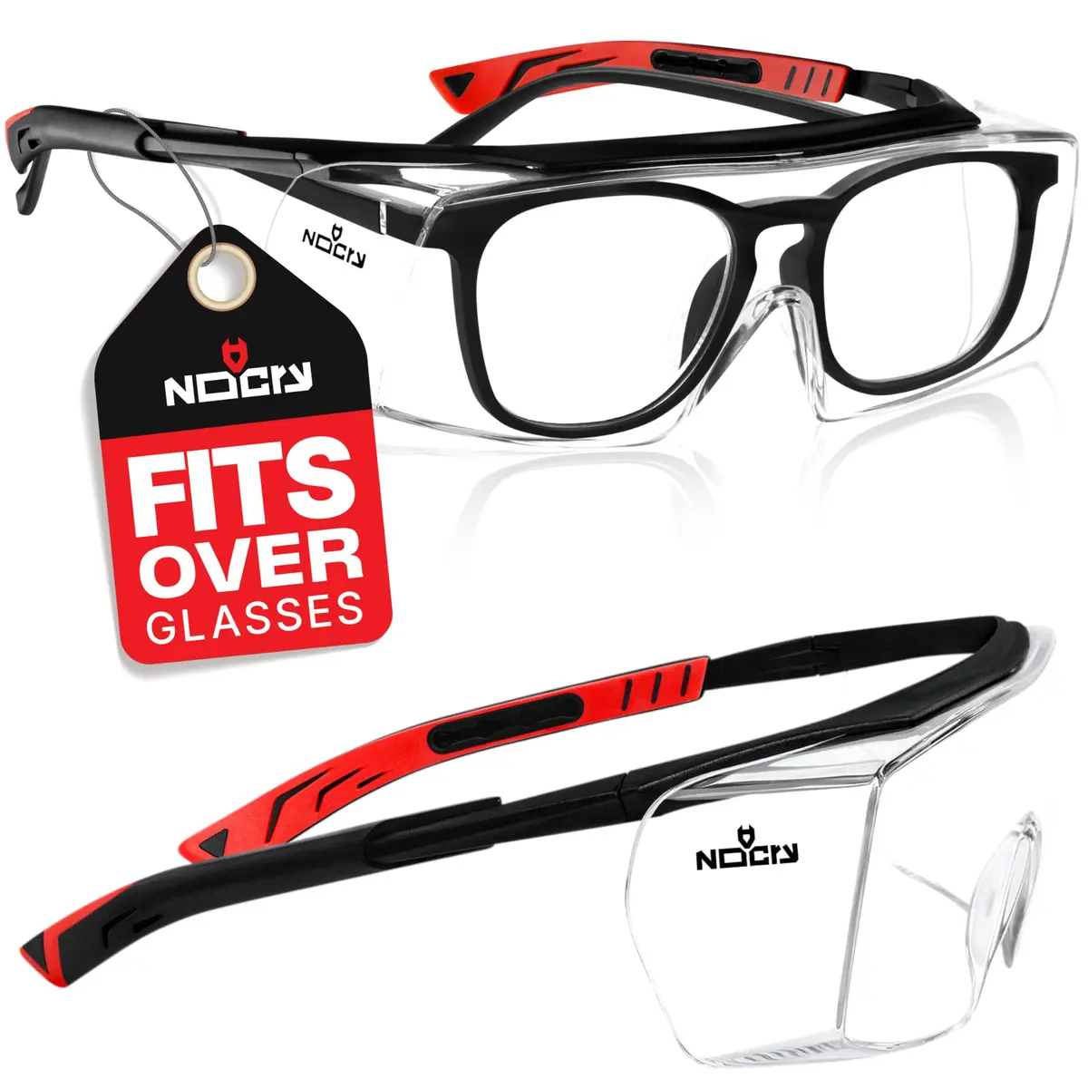 NoCry Safety Glasses Over Eyeglasses with UV Protection & Side Shields | ANSI Z87 Certified (110c) - main product image