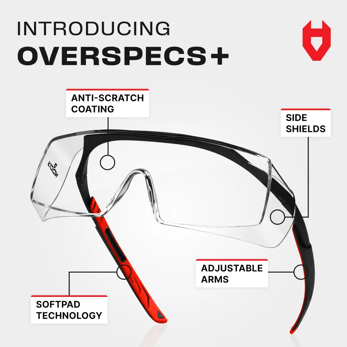 NoCry Safety Glasses Over Eyeglasses with UV Protection & Side Shields | ANSI Z87 Certified (110c) - view 2