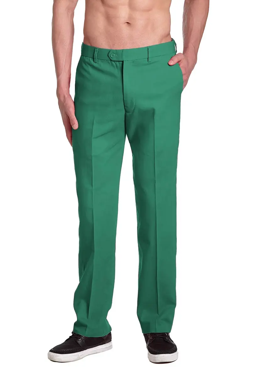 Concitor Men's Cotton Dress Pants Emerald Green | Flat Front, 32 x 32 - main product image