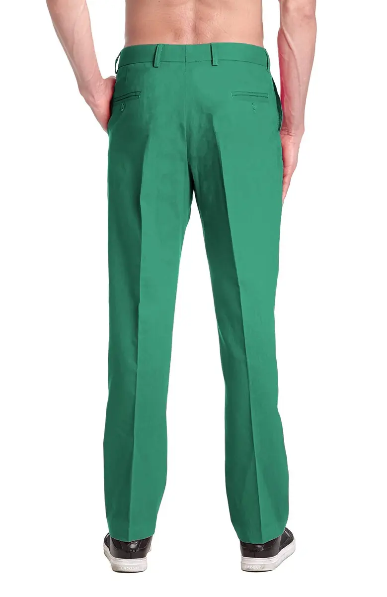 Concitor Men's Cotton Dress Pants Emerald Green | Flat Front, 32 x 32 - view 2
