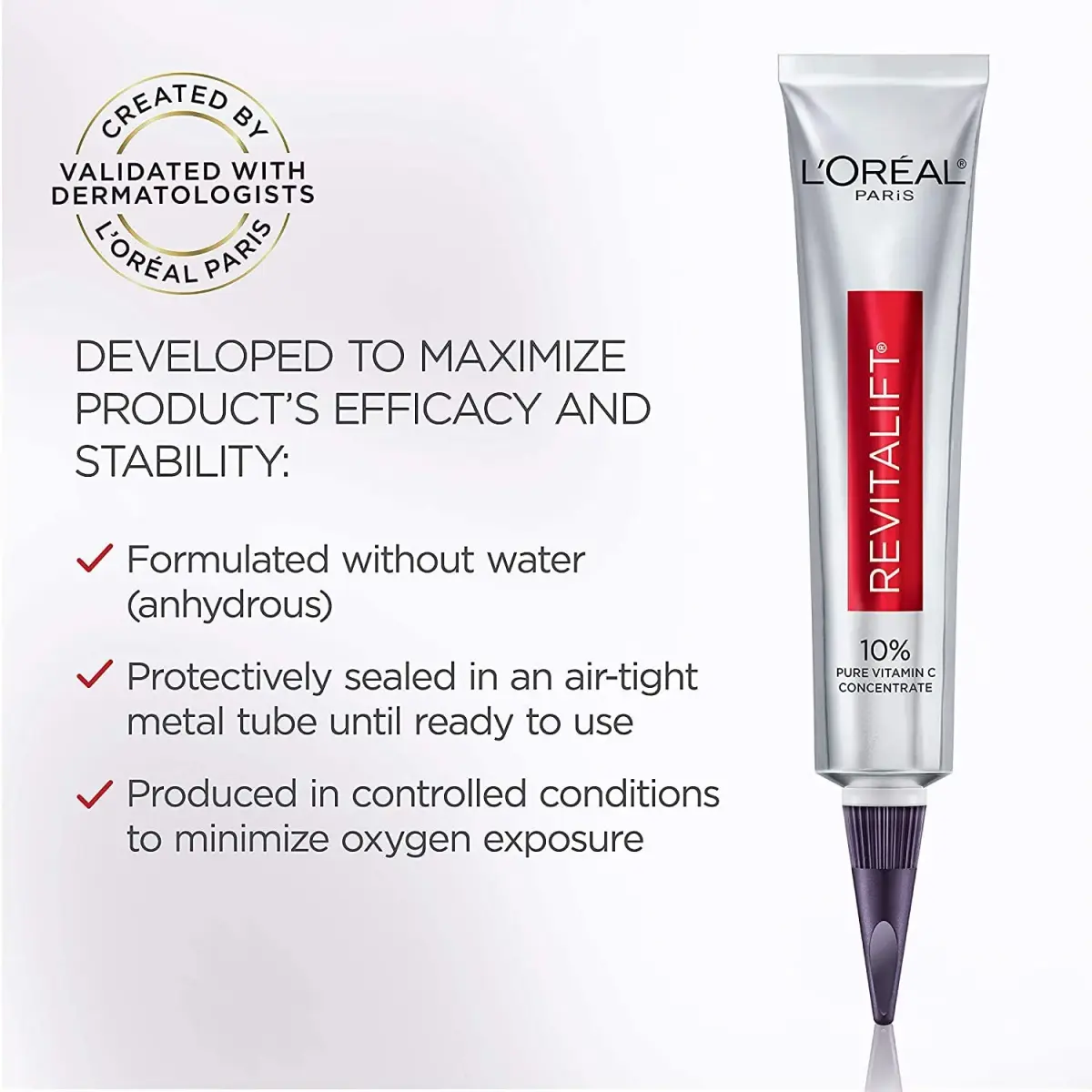 L'Oreal Paris Revitalift 10% Pure Vitamin C Face Serum 30ml (1 Fl Oz) | Dermatologist Validated for Brighter Skin - view 4