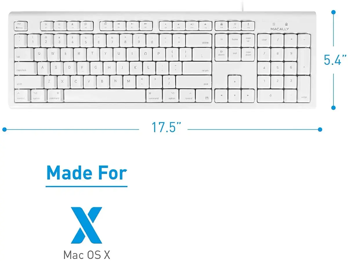 Macally QKEY Full-Size USB Wired Keyboard for Mac | 104-Key Layout, Numeric Keypad, Spill-Proof - view 5