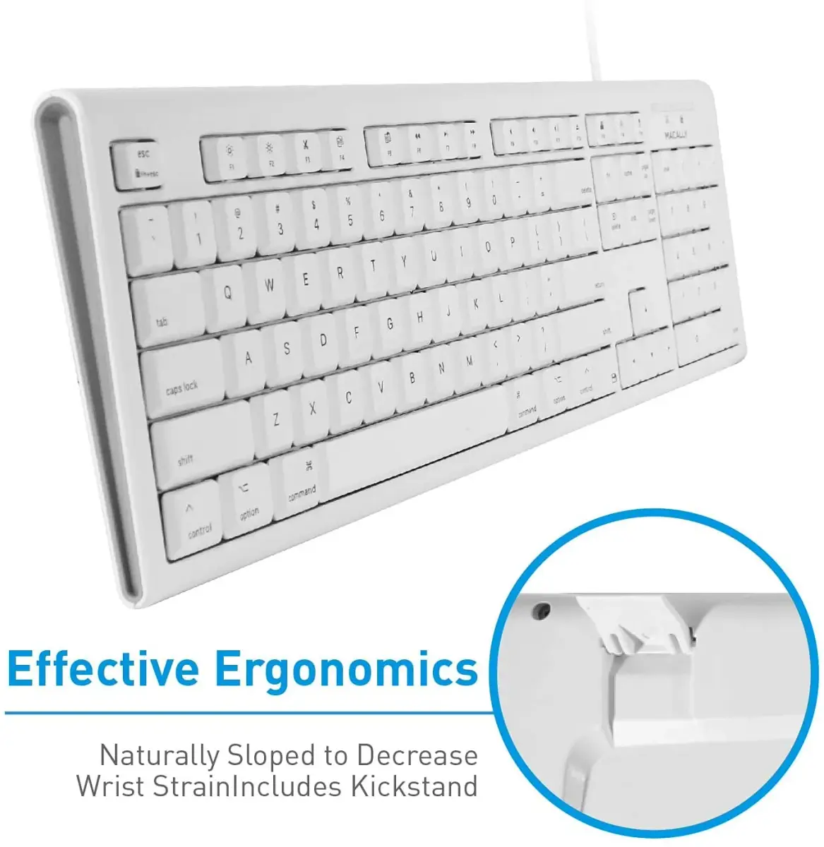 Macally QKEY Full-Size USB Wired Keyboard for Mac | 104-Key Layout, Numeric Keypad, Spill-Proof - view 8